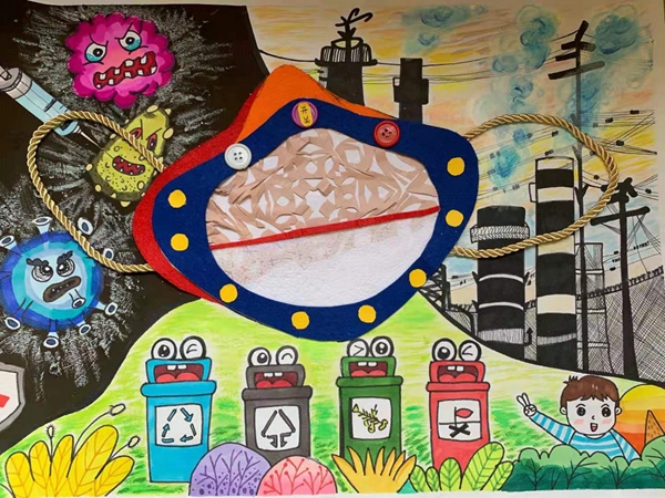 长兴洪桥幼儿园:"清洁空气与疾病防控"主题绘画活动