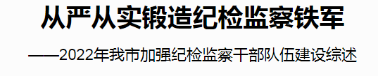 从严从实锻造纪检监察铁军——2022年我市加强纪检监察干部队伍建设综述