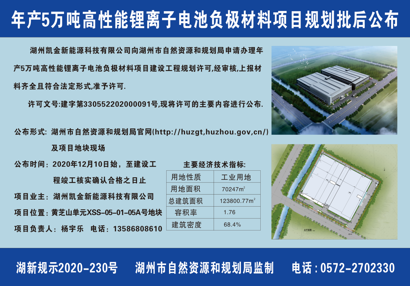 年产5万吨高性能锂离子电池负极材料项目规划批后公布