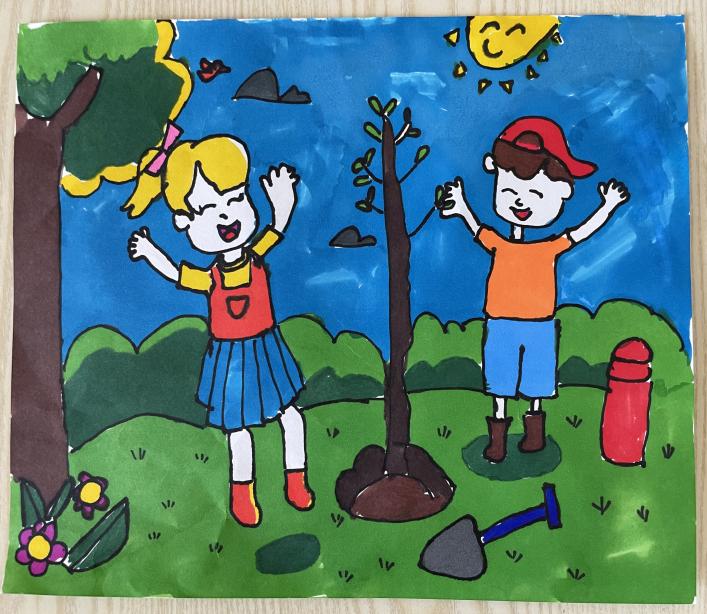 幼儿园保护树木的图画图片
